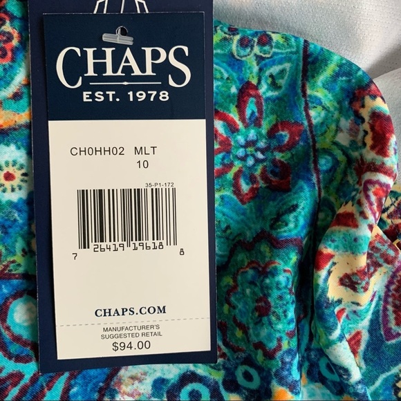 NEW Chaps Blue Paisley Print Skirted Halter One Piece Swimsuit Size 10 - Picture 6 of 6